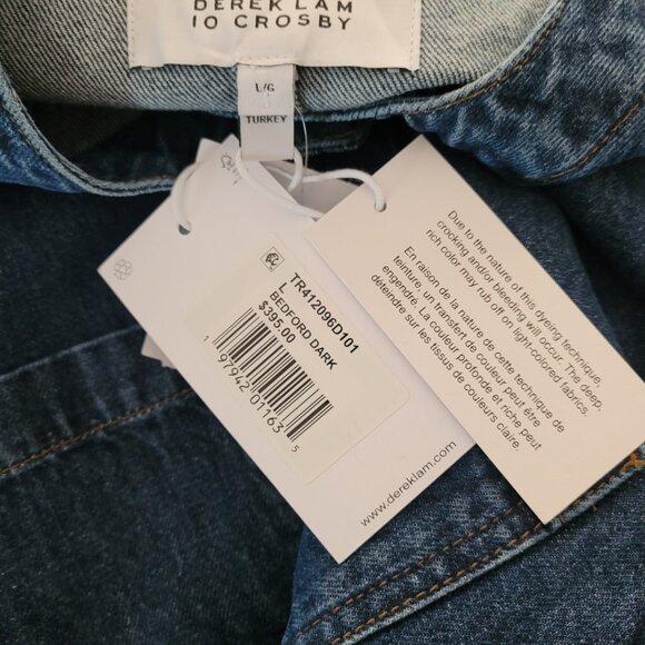 NWT DEREK LAM 10 CROSBY Mimi Indoor Jacket Bedford Dark Women's Size L - Picture 3 of 3